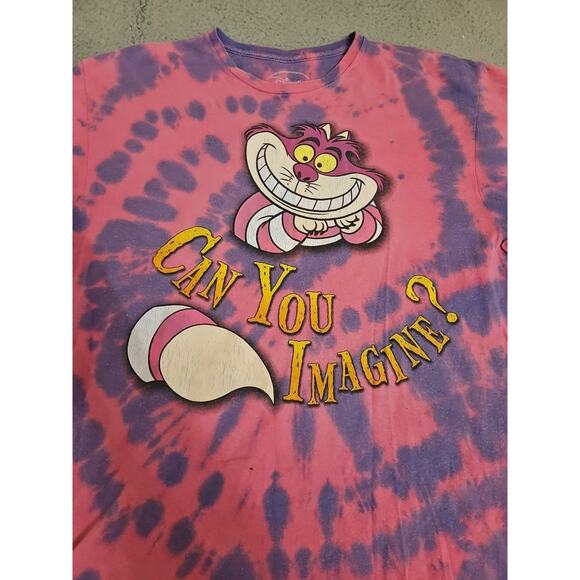 Alice Wonderland Cheshire Cat Shirt Womens LARGE Purple Pink Tie Dye - Picture 2 of 9